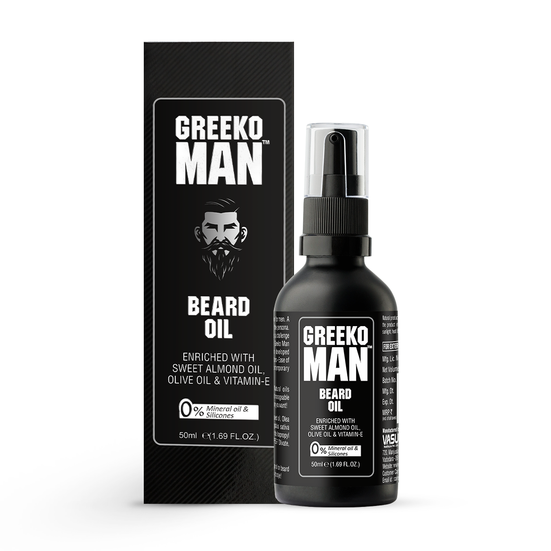 Greeko Man Beard Oil - Enriched with Almond Oil, Olive Oil & Vitamin E - It Nourishes & Softens beard and Making It Manageable - Promotes Healthy Beard Growth