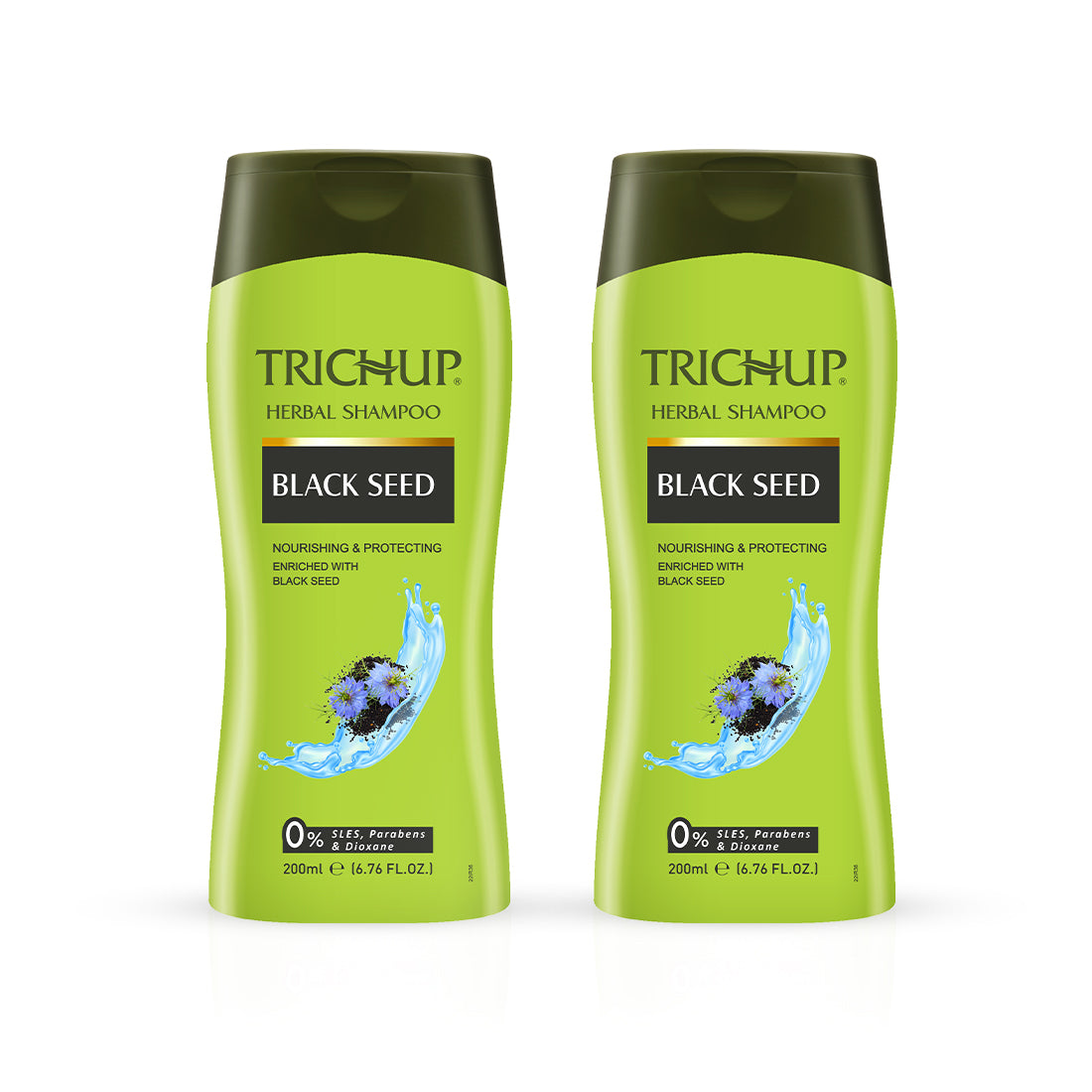 Trichup Black Seed Herbal Shampoo - Prevent Premature Greying of Your Hair - Gently Cleanses, Nourishes, Strengthen & Preserve Elasticity to Promote Healthy Hair - 200ml (Pack of 2)