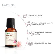 Load image into Gallery viewer, Vasu Aromatics Combo of Rose, Tea Tree, Eucalyptus, Lavender Essential Oil - 100% Pure &amp; Natural - Air Freshener - For a Refreshing &amp; Relaxing Bathing Experience
