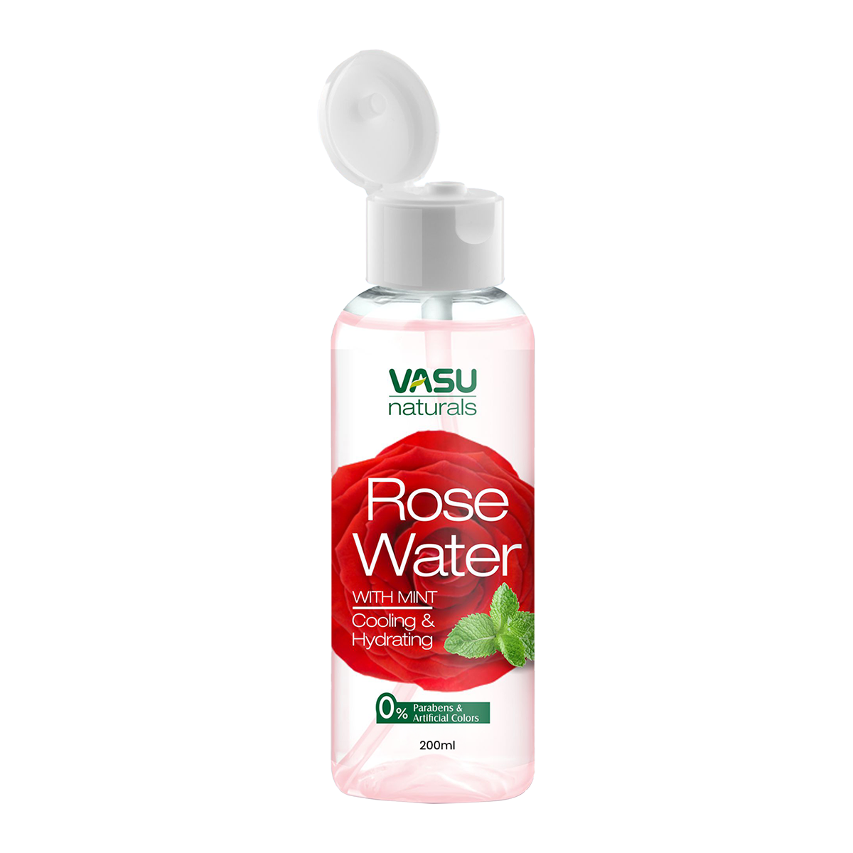 Vasu Naturals Rose Water - Enriched with Rose & Menthol - Natural Hydrator & Rejuvenator - Instantly Moisturize, Revitalize & Helps to Recover Tired Skin - 200ml