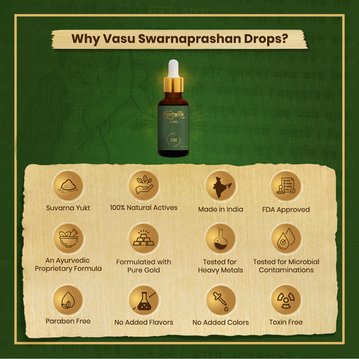 Vasu Immunity Booster Combo for Kids – Swarnaprashan Drops (30ml) & Super Gummies (30 Gummies)