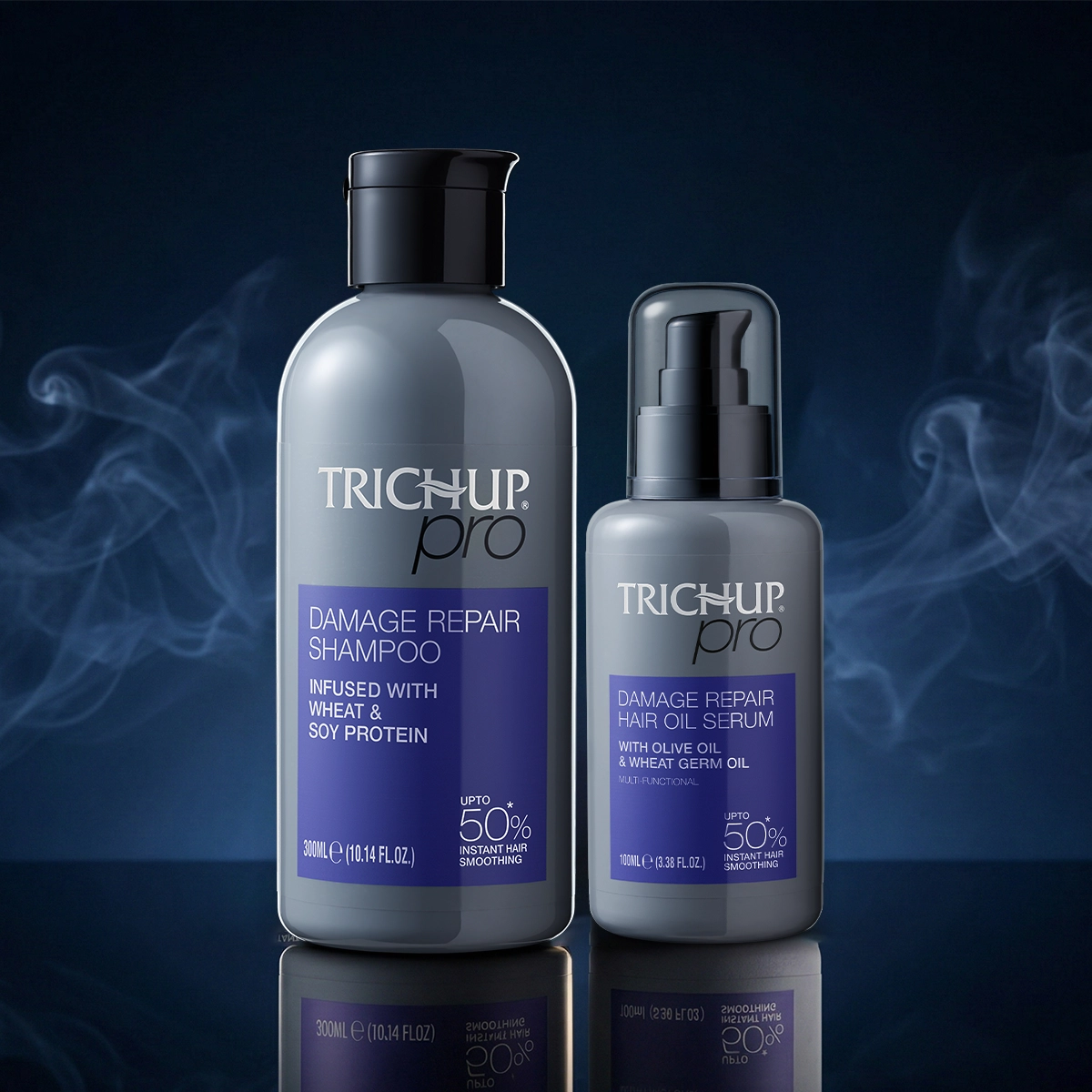 Trichup Pro Damage Repair & Instant Smoothing Hair Care Combo (Shampoo 300ml + Oil Serum 100ml)