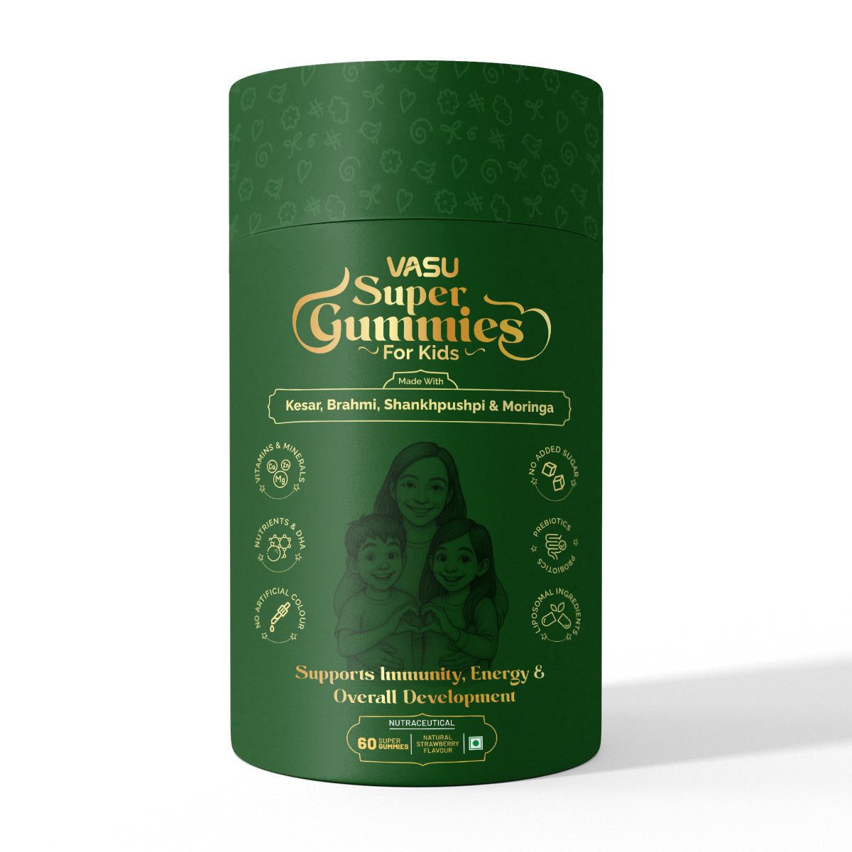 Vasu Immunity Booster Combo for Kids – Swarnaprashan Drops (30ml) & Super Gummies (60 Gummies)
