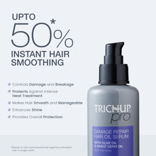 Load image into Gallery viewer, Trichup Pro Damage Repair &amp; Instant Smoothing Hair Care Combo for Dry Frizzy Hair (Set of 2) - Shampoo 300 ml + Hair Oil Serum 100 ml | Improves Texture, Manageability | Control Breakage | Nourishment
