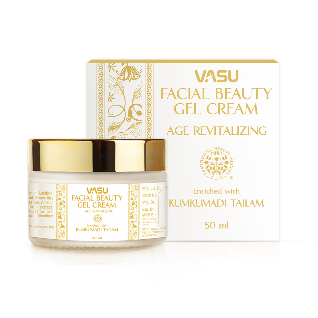 Vasu Facial Beauty Gel Cream - Enriched with Kumkumadi Tailam - Age Revitalizing - Reduce Hyperpigmentation & Age Spots - Novel Gelling Technology - Specially Formulated For Oily & Acne-prone Skin
