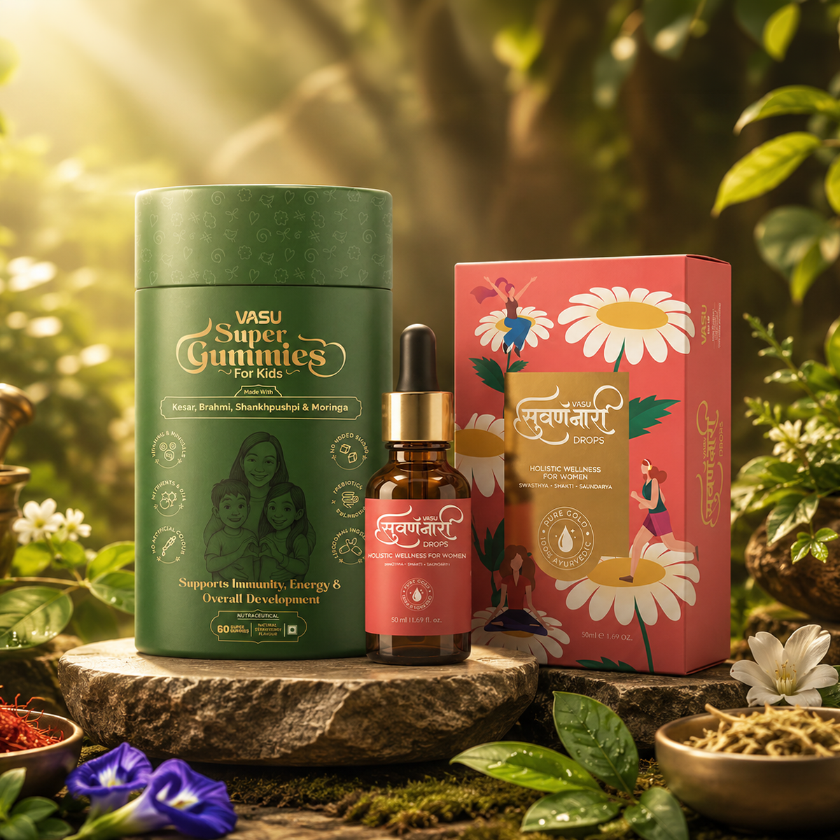 Vasu Swarna Naari Drops (50ml) + Super Gummies (60 Gummies) Combo Pack