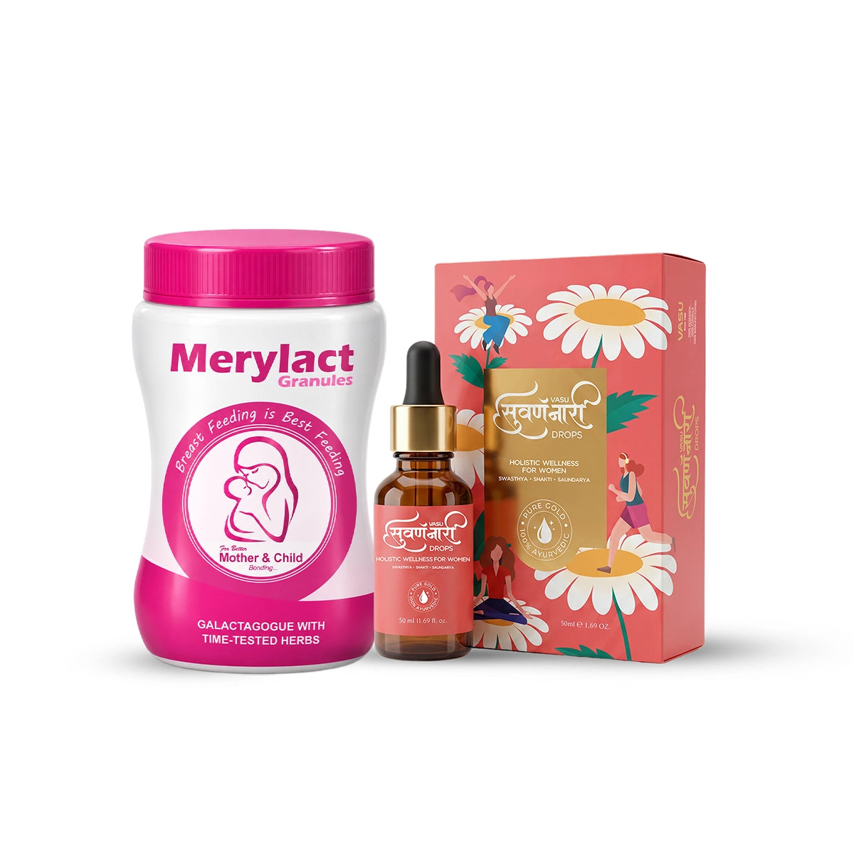 Vasu Swarna Naari Drops (50ml) + Merylact Granules (250g)