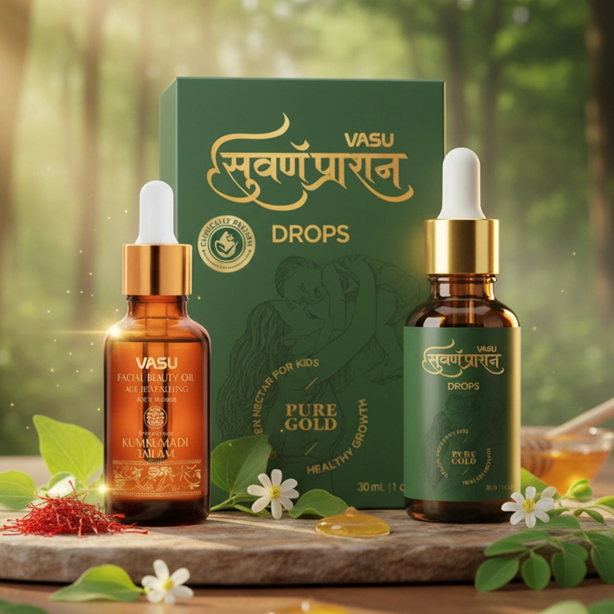 Vasu Swarnaprashan for Kids 30ml + Vasu Facial Beauty Oil 25ml - Combo Pack