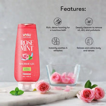 Load image into Gallery viewer, Vasu Naturals Rose &amp; Mint Shower Gel - Enriched with Menthol &amp; Rose - Instantly Soothes &amp; Refreshes - Helps to Leave Skin Soft, smooth &amp; Moisturized - Pack of 2 - VasuStore
