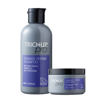 Load image into Gallery viewer, Trichup Pro Damage Repair &amp; Instant Smoothing Hair Care Combo for Dry Frizzy Hair (Set of 2) - Shampoo 300 ml + Hair Mask 200 ml | Improves Texture &amp; Manageability | Reduce Split Ends &amp; Dryness
