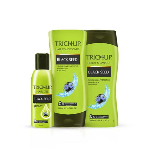 Trichup Black seed Oil, Shampoo & Conditioner - Helps to Prevent Premature Greying of Your Hair - Effectively Nourishes & Strengthening Your Hair and Preserve Elasticity - VasuStore