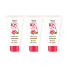 Load image into Gallery viewer, Vasu Naturals Rose &amp; Mint Face Wash - Enriched with Menthol &amp; Pro-Vitamin B5 - Refreshes &amp; Hydrates - Helps to Leave Skin Soft, Glowing &amp; Moisturized - Pack of 3 - VasuStore
