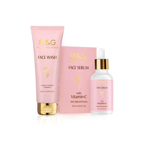 R&G Face Wash & Vitamin C Serum For Skin Brightening - Cleanses & Exfoliates Dead Skin Cells - Reduces Dark Spots & Dullness - Gives Younger & Brighter Skin - VasuStore