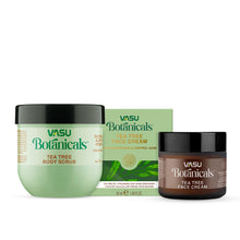 Load image into Gallery viewer, Vasu Botanicals Tea Tree Face Cream &amp; Body Scrub Kit For Acne &amp; Pimple - Helps to Control Acne and Fight Pimple Causing Germs - Prevent Breakouts &amp; Blemishes - Provide Intense Hydration - VasuStore
