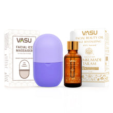 Load image into Gallery viewer, Facial Ice Massager For Face With Facial Beauty Oil Enriched With Kumkumadi Tailam - Ice Cube Roller - Gives Natural Glow to Your Face - VasuStore
