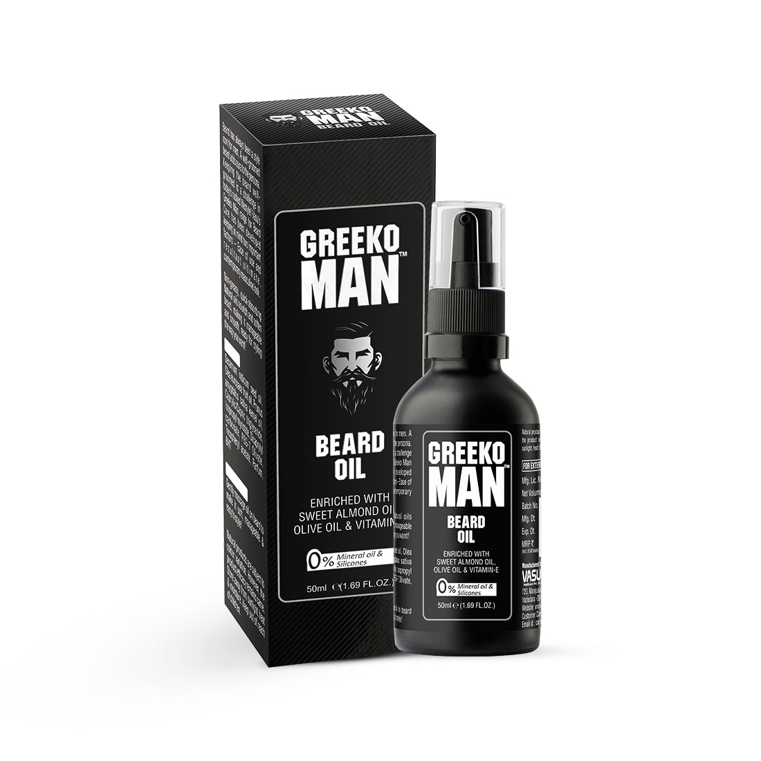 Greeko Man Beard Oil - Enriched with Almond Oil, Olive Oil & Vitamin E - It Nourishes & Softens beard and Making It Manageable - Promotes Healthy Beard Growth - VasuStore