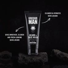 Load image into Gallery viewer, Greeko Man Beard Oil &amp; Face wash - Enriched With Almond Oil, Aloe Vera &amp; Vitamin E - Cleanses &amp; hydrates skin &amp; beard - Promotes Healthy &amp; Natural Beard Growth - VasuStore
