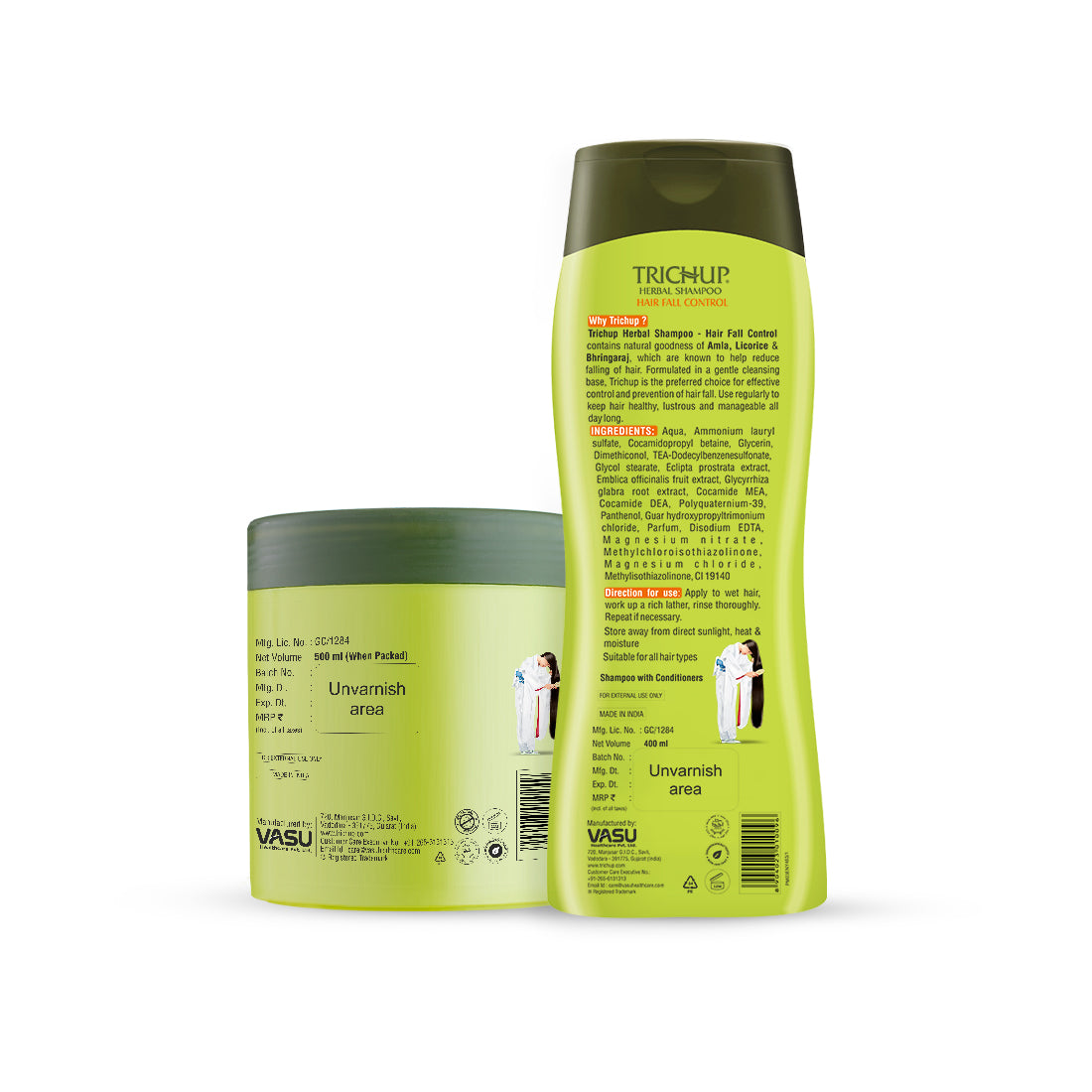Trichup Hair Fall Control Shampoo & Hair Mask Kit - Enriched with Amla, & Bhringraj - Helps to Reduce Hair Fall, Strengthens Your Hair follicles & Improves Hair Texture - VasuStore