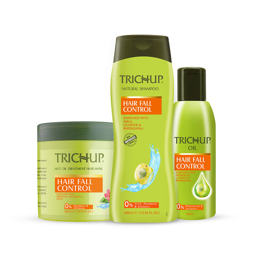 Trichup Hair Fall Control Kit - Enriched with Amla, Bhringraj & Licorice - Helps to Reduce Hair Fall, Strengthens Your Hair follicles & Improves Hair Texture - VasuStore
