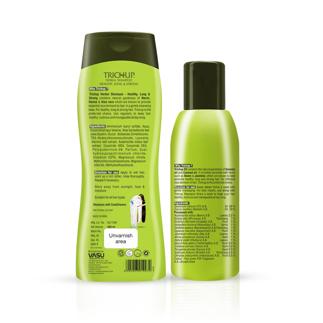 Trichup Healthy Long & Strong Oil & Shampoo - Enriched with Natural Herbs - Provides Essential Nutrients to Hair Follicles & Keeps Your Hair healthy & Shiny - VasuStore