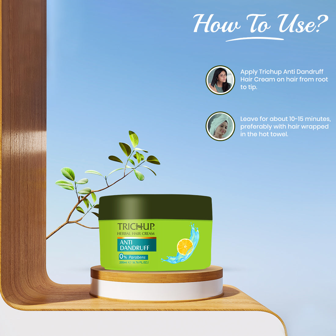 Trichup Anti-Dandruff Shampoo & Cream Kit - Infused with Neem, Rosemary & Tea Tree - Prevents White Flakes and Helps to Restore & Protect Normal Health of Your Scalp Skin - VasuStore