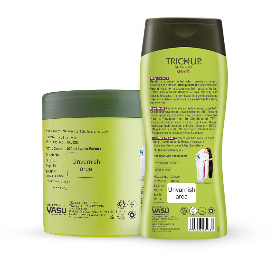 Trichup Keratin Shampoo & Hair Mask - Damaged Hair Repair With Keratin - Retains Moisture, Gets Rid of Split Ends - Improves Shine & Manageability of Your Hair - VasuStore
