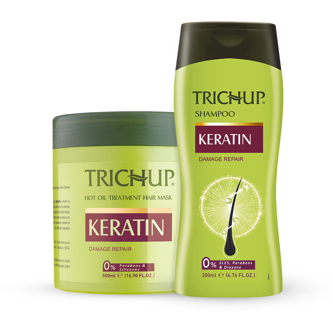 Trichup Keratin Shampoo & Hair Mask - Damaged Hair Repair With Keratin - Retains Moisture, Gets Rid of Split Ends - Improves Shine & Manageability of Your Hair - VasuStore