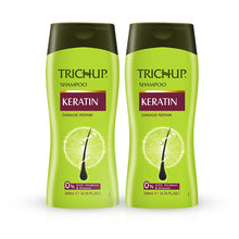 Load image into Gallery viewer, Trichup Keratin Hair Shampoo - For Damaged Hair Repair - Rebuild Strength, Returns Elasticity &amp; Reduces Breakage - Get Healthy, Shiny and Frizz-free Hair - 200ml (Pack of 2)
