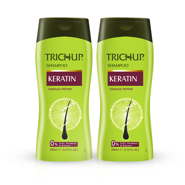 Trichup Keratin Hair Shampoo - For Damaged Hair Repair - Rebuild Strength, Returns Elasticity & Reduces Breakage - Get Healthy, Shiny and Frizz-free Hair - 200ml (Pack of 2)