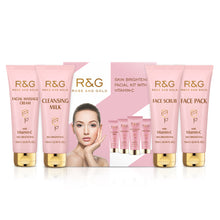 Load image into Gallery viewer, R&amp;G Skin Brightening Mini Facial Kit For Gold Like Glow - Cleansing Milk, Face Scrub, Facial Massaging Cream, Face Pack - 4 Easy Steps For Bright and Radiant Skin
