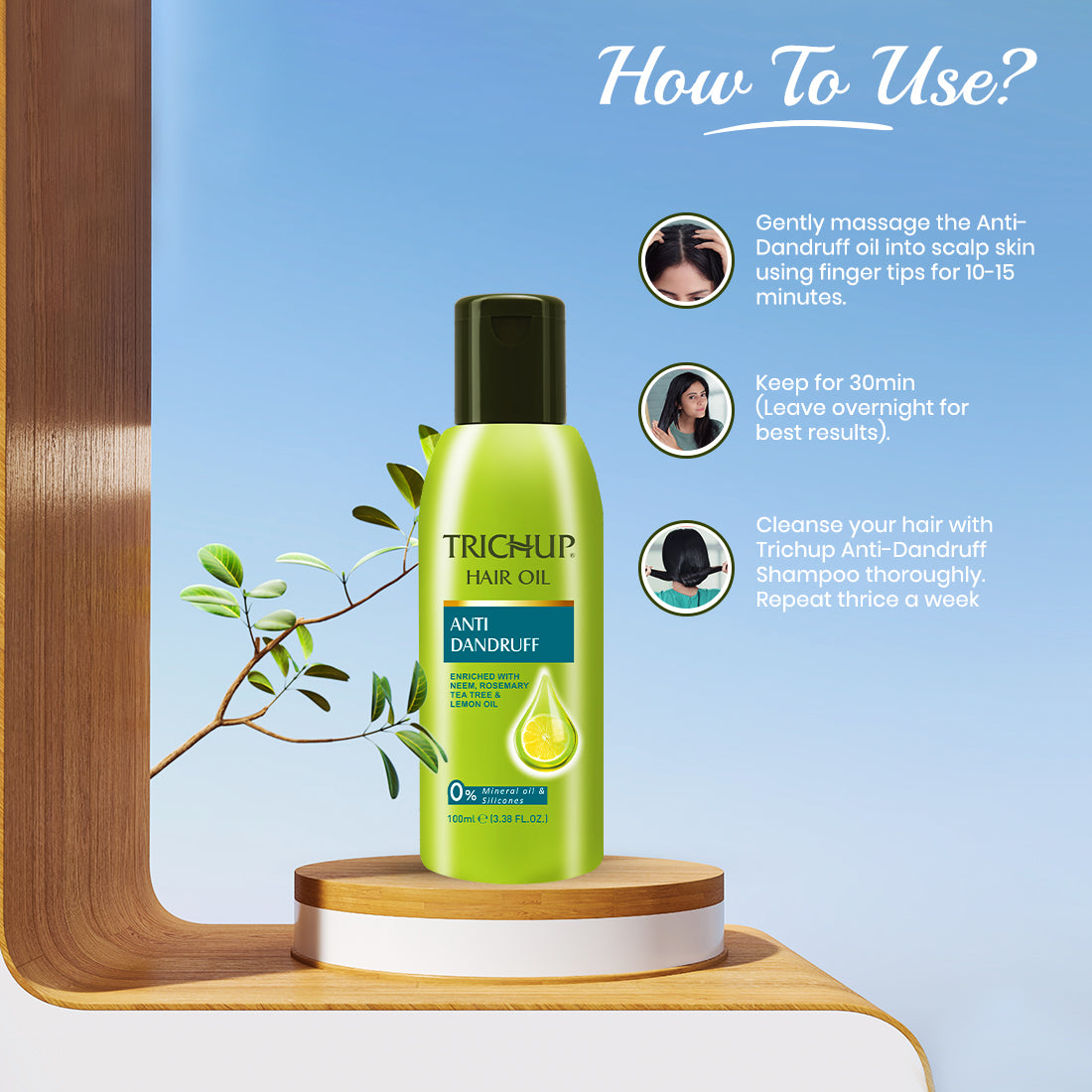 Trichup Anti-Dandruff Shampoo & Oil Kit - Infused with Neem, Rosemary & Tea Tree - Protects Your Scalp Skin From Causes of Dandruff & Improves Your Overall Scalp Health - VasuStore