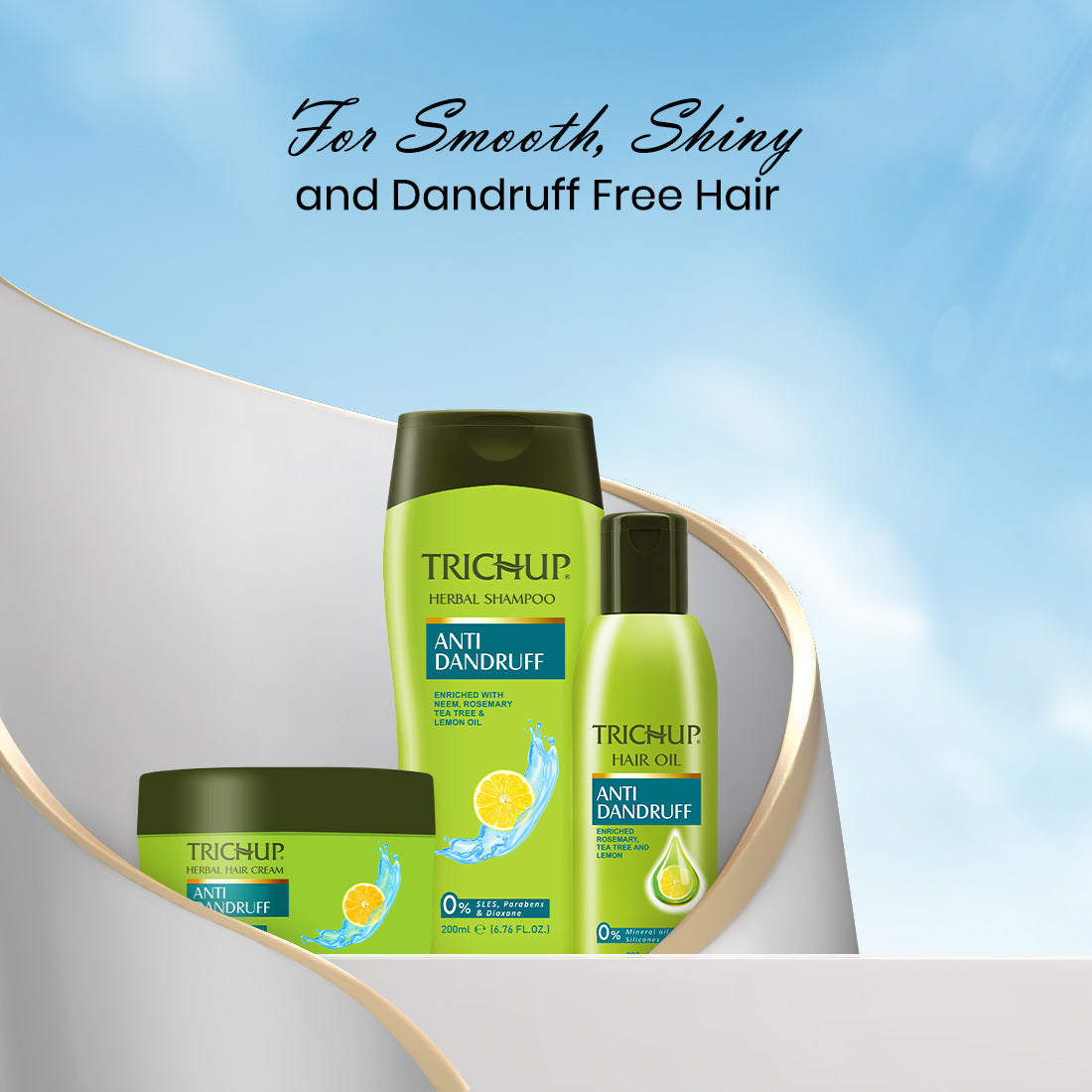 Trichup Anti-Dandruff Shampoo & Oil Kit - Infused with Neem, Rosemary & Tea Tree - Protects Your Scalp Skin From Causes of Dandruff & Improves Your Overall Scalp Health - VasuStore