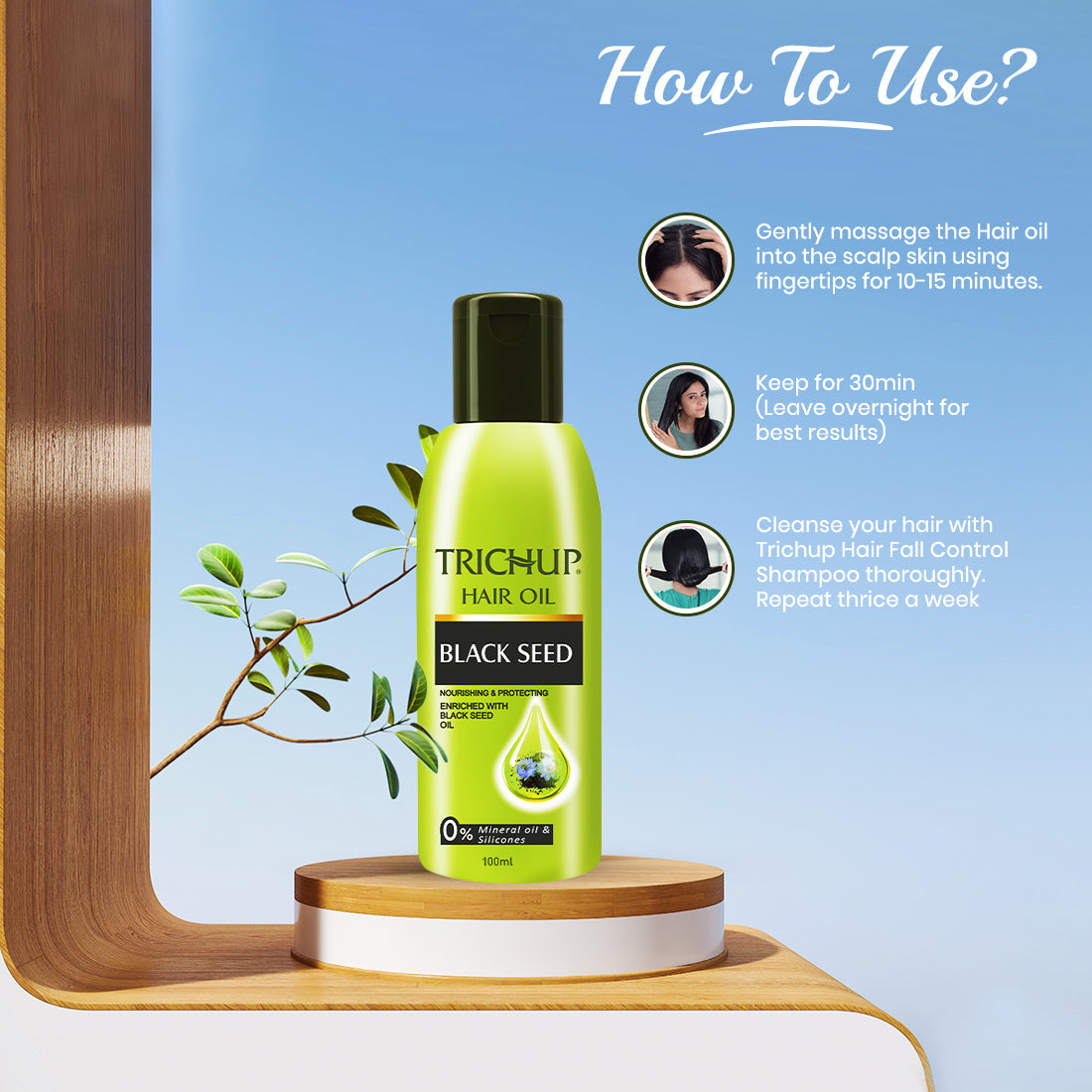 Trichup Black seed Oil & Shampoo - Helps to Prevent Premature Greying of Your Hair - Effectively Nourishes & Strengthening Your Hair and Preserve Elasticity - VasuStore