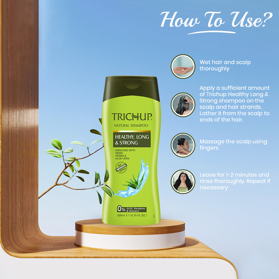 Trichup Healthy Long & Strong Shampoo & Cream - Enriched with Aloe Vera & Neem - Provides Essential Nutrients to Your Hair Follicles & Promote Healthy, Shiny & Strong Hair - VasuStore