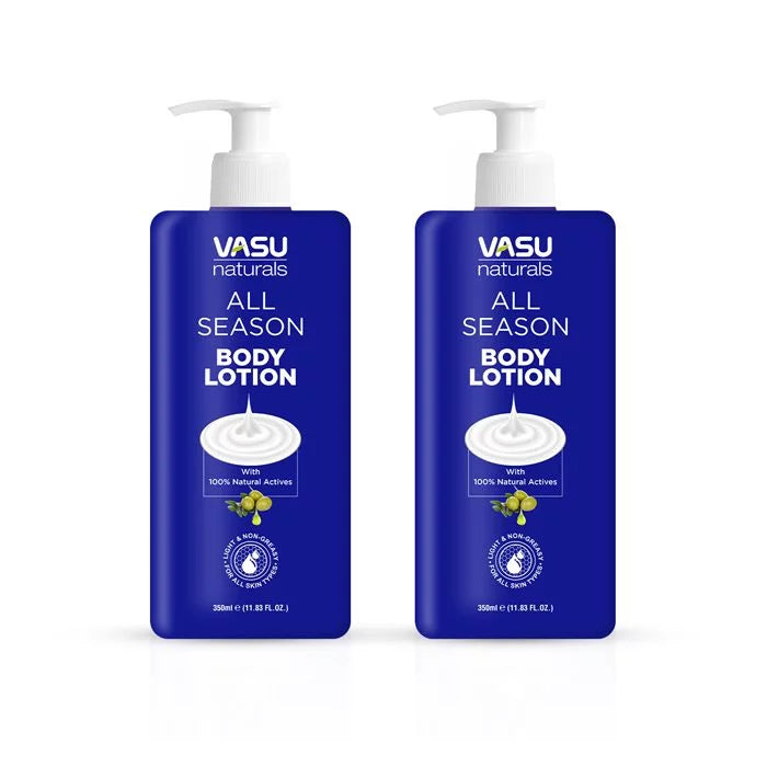 Vasu Naturals All Season Body Lotion - Enriched with Shea Butter & Vitamin E - 48 hr Long Lasting Hydration - Ideal For All Seasons - Pack of 2 - VasuStore