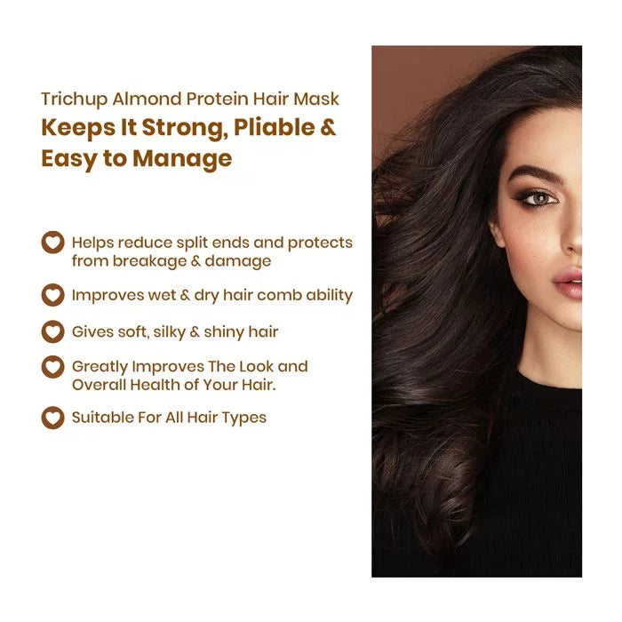 Trichup Almond Protein Hair Mask with Aloe Vera Gel - Salon like Hair Spa at Home - Repairs Damaged & Rough Hair - Prevents Thinning Hair, Strengthens Hair Fibers & Boosts Hair Elasticity - VasuStore