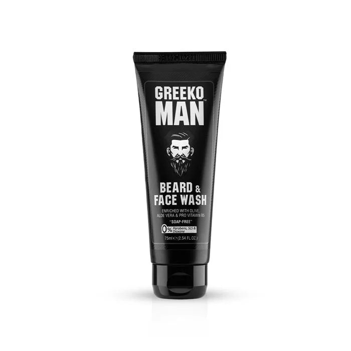 Greeko Man Beard & Face Wash - Enriched with Aloe Vera & ProVitamin B5 - Helps to Cleanse & Hydrate - Gives Smooth, Fresh Skin & Beard with a Masculine Fragrance - VasuStore