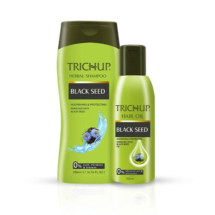 Trichup Black seed Oil & Shampoo - Helps to Prevent Premature Greying of Your Hair - Effectively Nourishes & Strengthening Your Hair and Preserve Elasticity - VasuStore