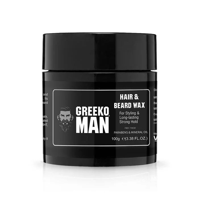 Greeko Man 2 in 1 Hair & Beard Wax - Enriched with Argan Oil - Perfect Grooming Agent For Nourishment & Moisturization - Get Smooth, Shiny & Stylish Hair & Beard - VasuStore