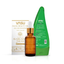 Load image into Gallery viewer, Vasu Facial Beauty Oil with Aloe Vera Gel - Enriched with Kumkumadi Tailam and Aloe Vera - Age Revitalizing - Reduce Hyperpigmentation &amp; Age Spots - Gives Natural Glow to Your Face - VasuStore
