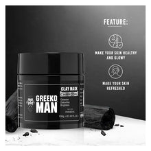 Load image into Gallery viewer, Greeko Man Beard Oil, Shower Gel &amp; Clay Mask kit - Enriched with Almond Oil, Olive Oil &amp; Charcoal - Promotes Healthy Beard Growth along with Glowing &amp; Flawless Skin - VasuStore
