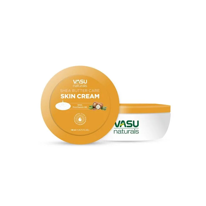 Vasu Naturals Shea Butter Care Skin Cream - Enriched with Shea Butter & Argan Oil - Nourishes & Protects Skin Without Clogging Pores - Attracts & Retains Moisture - 140ml - VasuStore
