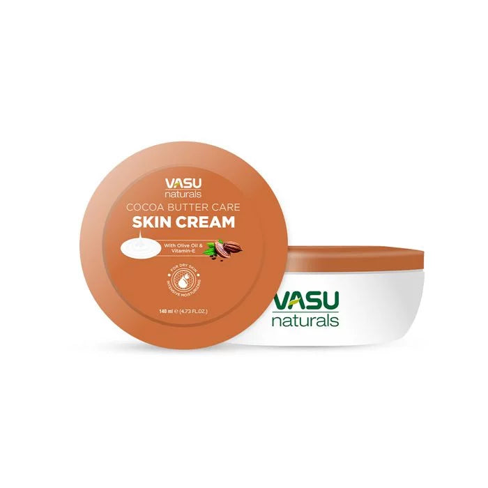 Vasu Naturals Cocoa Butter Care Skin Cream - Enriched with Cocoa Butter & Olive Oil - For Dry Skin & Intensive Moisturizing - Keeps your Skin Firm & Healthy - 140ml - VasuStore
