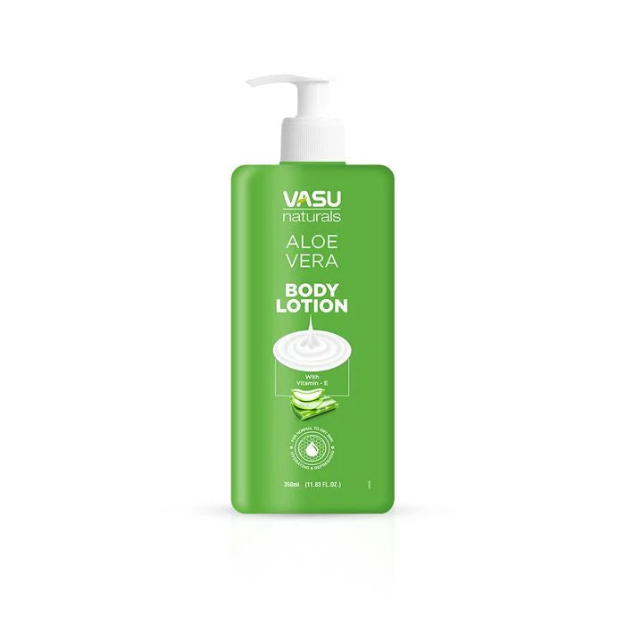 Vasu Naturals Aloe Vera Body Lotion - Enriched with Aloe Vera, Shea Butter & Vitamin E - Hydrating & Refreshing - Imparts a Youthful, Healthy & Glowing Skin - 350ml - VasuStore