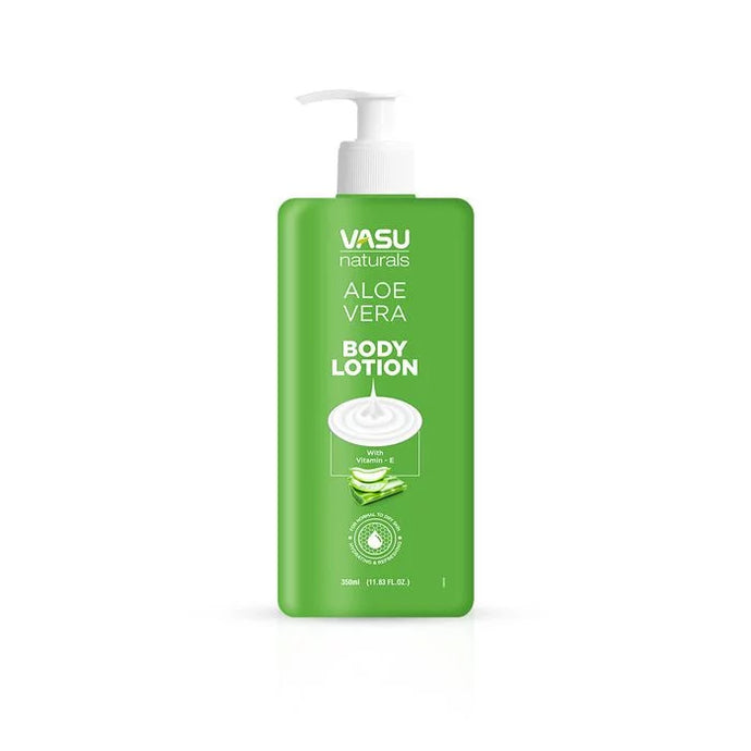Vasu Naturals Aloe Vera Body Lotion - Enriched with Aloe Vera, Shea Butter & Vitamin E - Hydrating & Refreshing - Imparts a Youthful, Healthy & Glowing Skin - 350ml - VasuStore