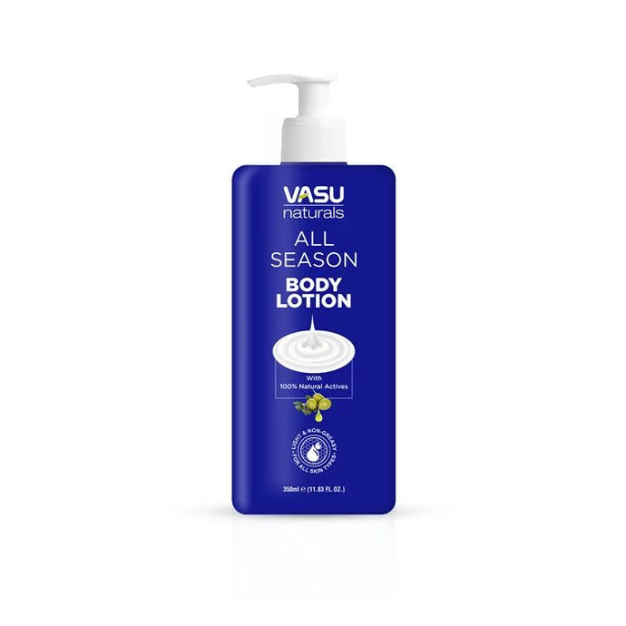 Vasu Naturals All Season Body Lotion - Enriched with Shea Butter & Vitamin E - 48 hr Long Lasting Hydration - Makes Your Skin soft & supple - Ideal For All Seasons - 350ml - VasuStore