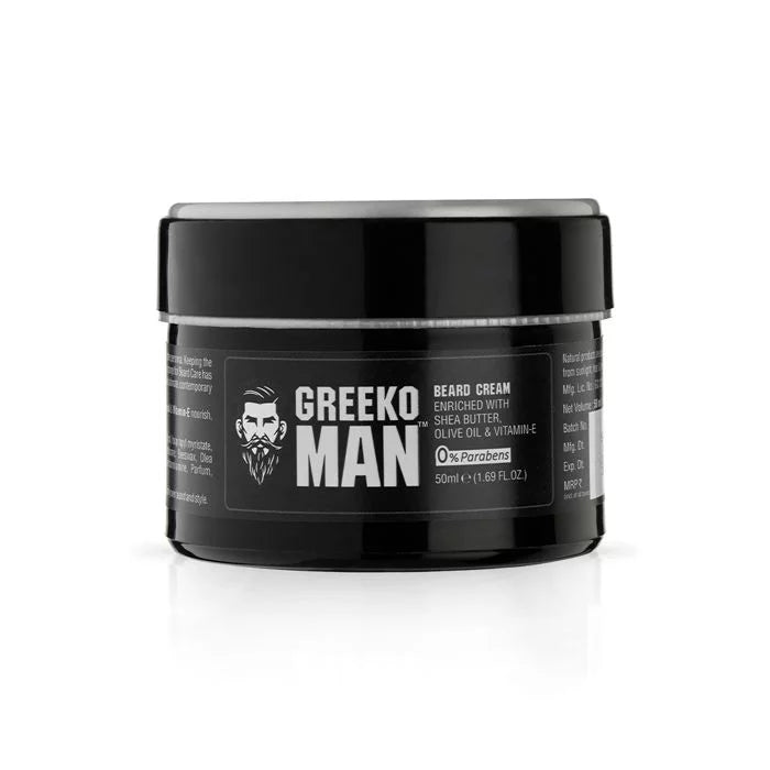 Greeko Man Beard Cream - Enriched with Shea Butter, Coconut Oil & Vitamin E - It Nourishes, Softens & Moisturizes Your Beard - Also Helps to Style - VasuStore