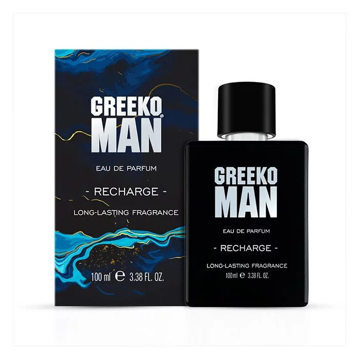 Greeko Man Perfume for Men (Recharge) 100ml - Luxurious Premium Perfume - Fougere, Spice, Patchouli, Floral & Nutmeg Scents - All Day Long Lasting Fragrance - Eau De Parfum - VasuStore