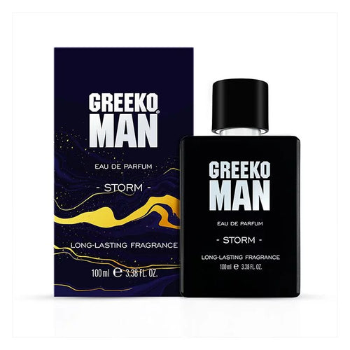 Greeko Man Perfume for Men (Storm) 100ml - Luxurious Premium Perfume - Woody, Earthy, Spicy, Fresh & Sensual Scents - All Day Long Lasting Fragrance - Eau De Parfum - VasuStore