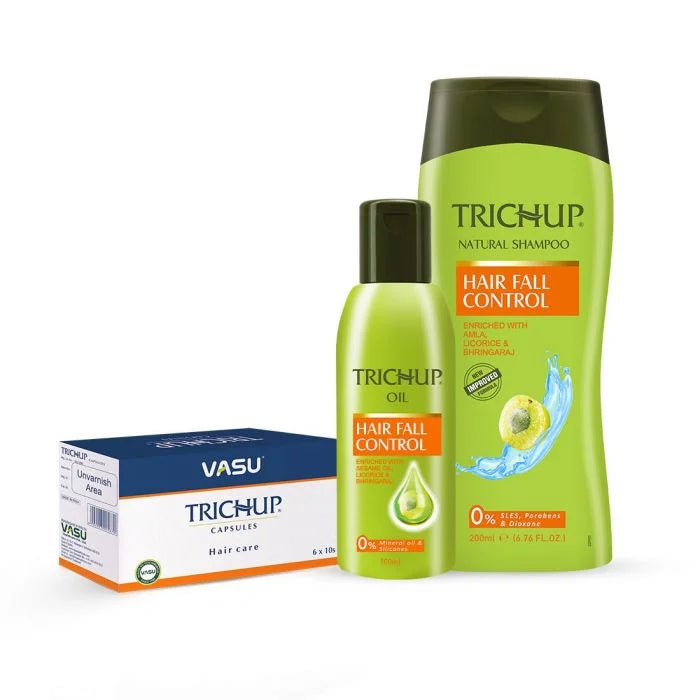 Trichup Hair Fall Control Kit - Enriched with Bhringraj - Reduces Hair Fall & Thinning of Hair - Strengthen Hair Follicles & Promotes Healthy Hair Growth - VasuStore